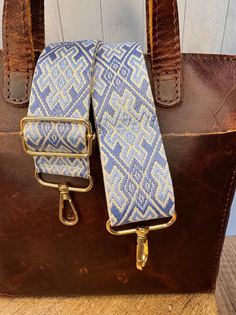 Blue Gray Purse Strap Wide Bag Strap Boho Crossbody Purse Strap